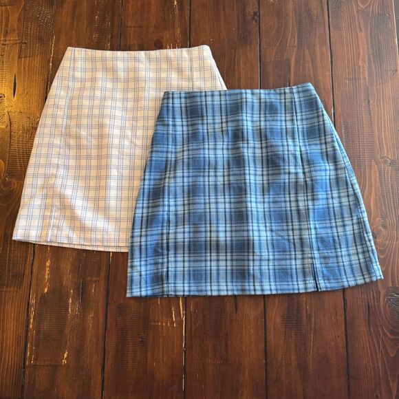 NWOT Brandy Melville Cara Skirt by John Galt Blue Plaid Skirts Bundle - Picture 1 of 8